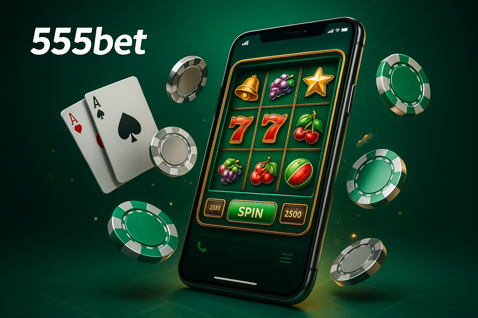 App de cassino 555bet em um smartphone